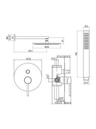 Душевая система GATTONI Circle Two 9190/PDSG встраиваемая, верхний и ручной душ, золото браш — изображение 2