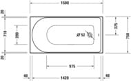 ����� ��������� Duravit D-Neo 700471 1500�700�485 ������������, ���� ������ ��� �����, �����
