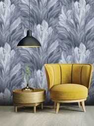 Обои виниловые на флизелине Grandeco Originale (1,06х10,05) листья, синие R167119 (рул.)