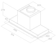 ������� ELICA Hidden 2.0 IXGL/A/52 LED, 514�282 ��, 1300 �3/�, 277 ��, ����.�����/����� PRF0097676A