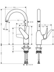 Смеситель Hansgrohe Focus M42 для кухни 220 мм поворотный излив сталь 71802800 — миниатюра 4