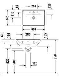 ���������� ��������� Duravit D-Neo 600�440�165�� �������, ��������� ��� ���������, ����� 2366600000