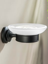 Мыльница Aquatek Классик AQ4503MB подвесная, стекло матовое, латунь, цвет: черный матовый