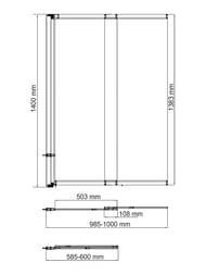 Шторка на ванну WasserKraft Main 1000х1400 41S02-100 двухстворчатая,стекло прозрачн./профиль серебр