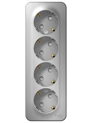 Розетка Systeme Electric BLANCA 4-я с заземл. со шторками с изол.пласт. 16А 250В алюм. BLNRA011413