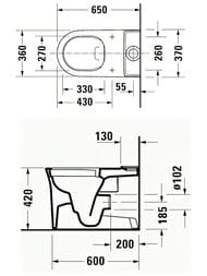 Унитаз напольный Duravit White Tulip 2197092000 370х650 безободковый, верт.смыв, HygieneGlaze, белый
