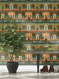 Обои виниловые на флизелине Rasch Indian Style (0,53х10,05) ткань, голубые, с рисунком 746211 (рул