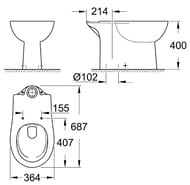 ���� �������-������� Grohe Bau Ceramic 39429000 (364�400�687) ������������, � ������������ ��������