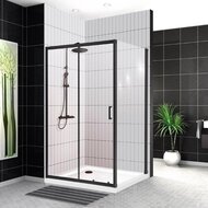 Душевой уголок BelBagno Uno (1200х800х1950) UNO-195-AH-1-120/80-C-NERO стекло прозр./проф. черн. мат