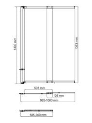 Шторка на ванну WasserKRAFT Dill 1000х1400 61S02-100WS двухстворчатая, черный профиль, WasserSchutz