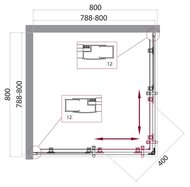 ������� ������ BelBagno Uno (800�800�1950) UNO-195-A-2-80-P-Cr ����������,������ �������/����.����