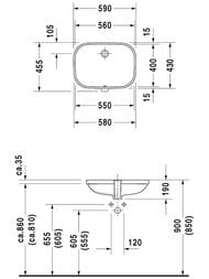���������� ������������ ����� DURAVIT D-CODE 560�400�190 ��� ����.��� ����,������� 0338560000