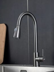 Смеситель для кухни с выдвижной лейкой , FRAP оружейная сталь, F60991-9