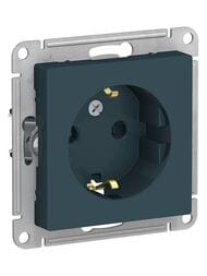 Розетка Systeme Electric ATLASDESIGN с заземлением со шторками 16А механизм изумруд ATN000845