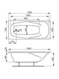 ����� ��������� VAGNERPLAST ARONIA 150 (1500�700�410) �������������, ����� VPBA157ARN2X-04