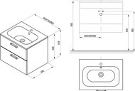 Тумба под умывальник RAVAK SD 600 Chrome II (600х490х500) 2 ящика, белая/ручка хром X000001772