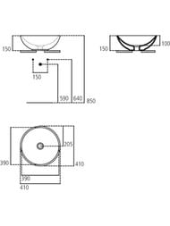 Раковина Ideal Standard Lux STRADA O 410х410х160 K0795V3 накладная,без отв под смеситель,черная мат
