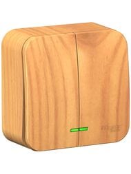 Выключатель Systeme Electric BLANCA 2-клавишный наружный сх.5 с подсв. 10А 250В ясень BLNVA105115