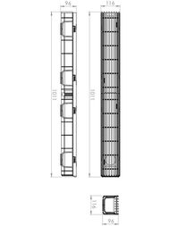 Лоток пластиковый DN 100 Gidrolica Light (1000х116х96) с решеткой пластиковой ячеистой, А15, 08071