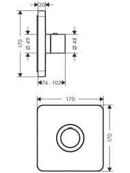 Смеситель Axor ShowerSelect 36711000 для душа, встраиваемый в стену, термостат, наружная часть,хром