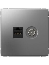 Розетка Systeme Electric ARTGALLERY двойная ТВ+компьютерная RJ45, кат. 5Е, сталь, GAL000989