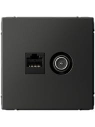 Розетка Systeme Electric ARTGALLERY двойная ТВ+компьютерная RJ45, кат. 5Е, базальт, GAL001489