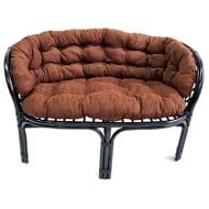 Диван Багама (1200х650х750) 2-х местный, подушки коричневые, полные твил, ротанг, венге