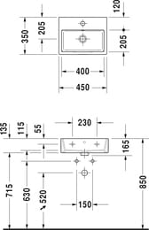 ���������� Duravit Vero Air 450�350 ��������. ����., 1 ��������� ��� ���������, ������� 07244500001
