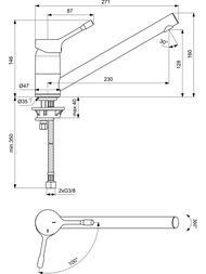 Смеситель для кухни Ideal Standard CERALOOK однозахватный, поворотный излив 128мм BC292AA