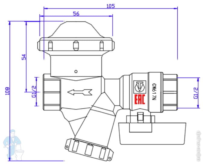 !Кран 1/2\"ВВ VALTEC КФРД универсальный, c фильтром и редуктором ...