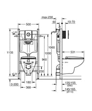 Инсталляция с подвесным унитазом QuickFix Bau Ceramic 1,13 м, комплект 5в1, с панелью смыва 39415000
