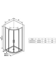 ������� ������ RAVAK BLIX SLIM BLSCP4-90 (900�900�1950) �������.�����, ��������, ������+Transparent