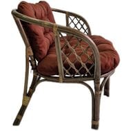 Диван Багама (1200х650х750) 2-х местный, подушки коричневые, обычные твил, ротанг, тёмно-коричневый
