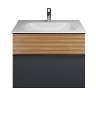 Тумба с раковиной Burgbad Fiumo 820х490х610 подвесная, 2 ящика, графит/корица SFXN082F3958FOT52G0200