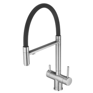 Смеситель для кухни Swedbe Selene Plus 8443 гибкий излив, канал для фильтр. воды, нерж.сталь/черный