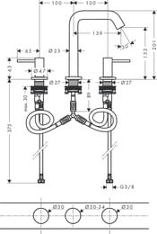 ��������� Hansgrohe Tecturis S ��� �����������, ������������� �� 3 ���������, ����. ������ 73330140