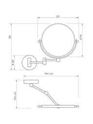 Migliore Зеркало оптическое на шарнирах d18хh25x42 см (3X), медь ML.COM-50.331.RA