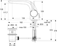 ������!Ideal Standard MELANGE ��������� ��� ����. A4260AA ������.����� 136��, �/�, ����.�������� 3/8