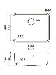 Мойка Omoikiri OMI 53-U/I-IN Ultra (530х415х180) универсальный монтаж, нерж.сталь 4997408