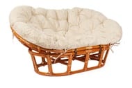 Диван Мамасан (1700х850х1100) светлая подушка, ротанг, коньяк 23/02