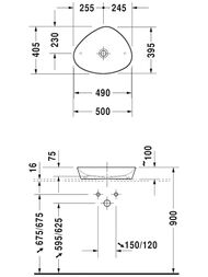 Раковина DURAVIT CAPE COD 500х405 без площадки под смеситель, без перелива 2339500000