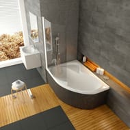 Шторка на ванну RAVAK CVSK1 ROSA 140/150 L (850х1500) левая, профиль белый, стекло Transparent
