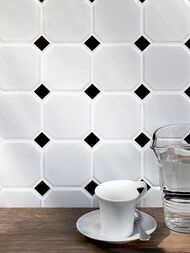Мозаика керамическая Starmosaic Octagon big White/Black Matt (300х300х6) белая+черная CLA006 (шт.) — миниатюра 2