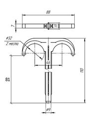 Дюбель-крюк двойной 16-32х80 мм,   2.1632080 — изображение 2
