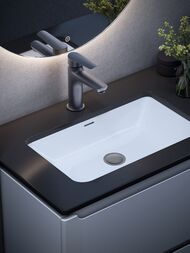 Смеситель для раковины ESKO Lagos Gun Metal LG26GM однозахватный, низкий излив, цвет: темно-серый