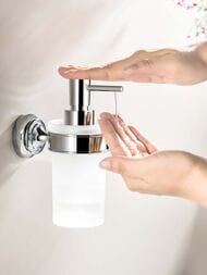 Дозатор для жидкого мыла Aquatek Классик AQ4505CR подвесной, стекло матовое, латунь, цвет: хром