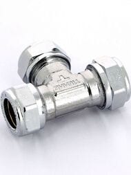 Тройник Tiemme для медной трубы, 15х15х15мм обжим, хром,   1130012 (1107C151515CZ) — миниатюра 2