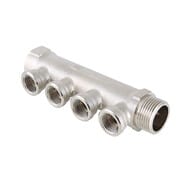 Коллектор VALTEC 1" на 4 выхода 1/2"В никель VTc.550.N.0604 — миниатюра 1