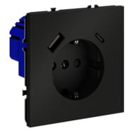 Розетка с USB, A+C Voltum S70 VLS040508, черный матовый