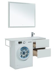 Тумба с раковиной Aquanet Алвита 120 R (1200х526х480) правая, подвесная, 2 ящика, белая 243726